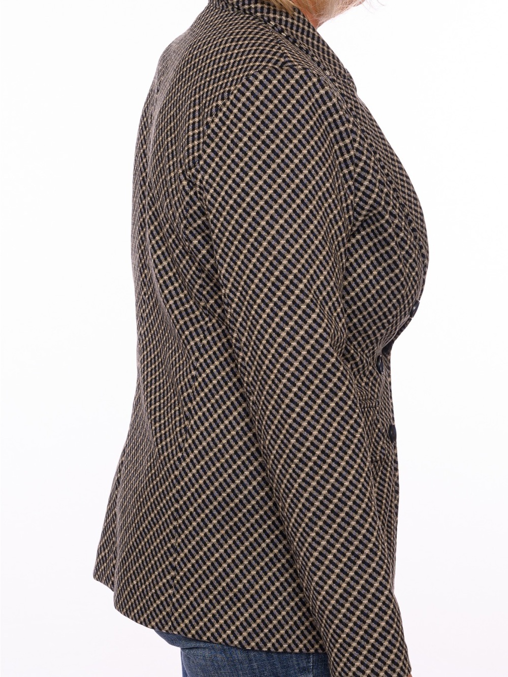 Liverpool Double-Breasted Plaid Blazer in Black and Tan - Picture 4 of 6